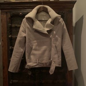 Aviator faux leather jacket